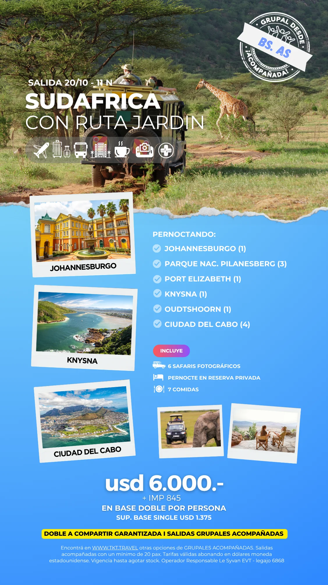 SUDAFRICA CON RUTA JARDIN 20 OCTUBRE